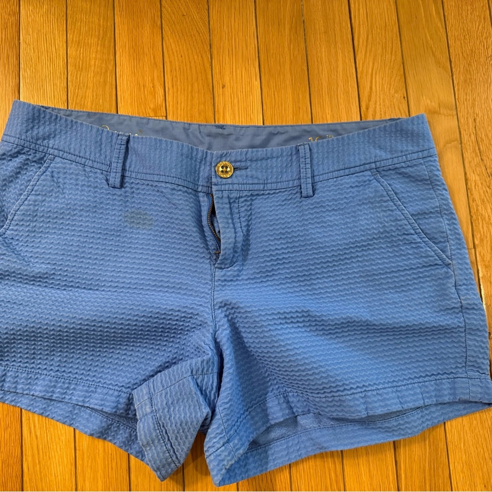 Blue Textured Women's Shorts Lily Pulitzer